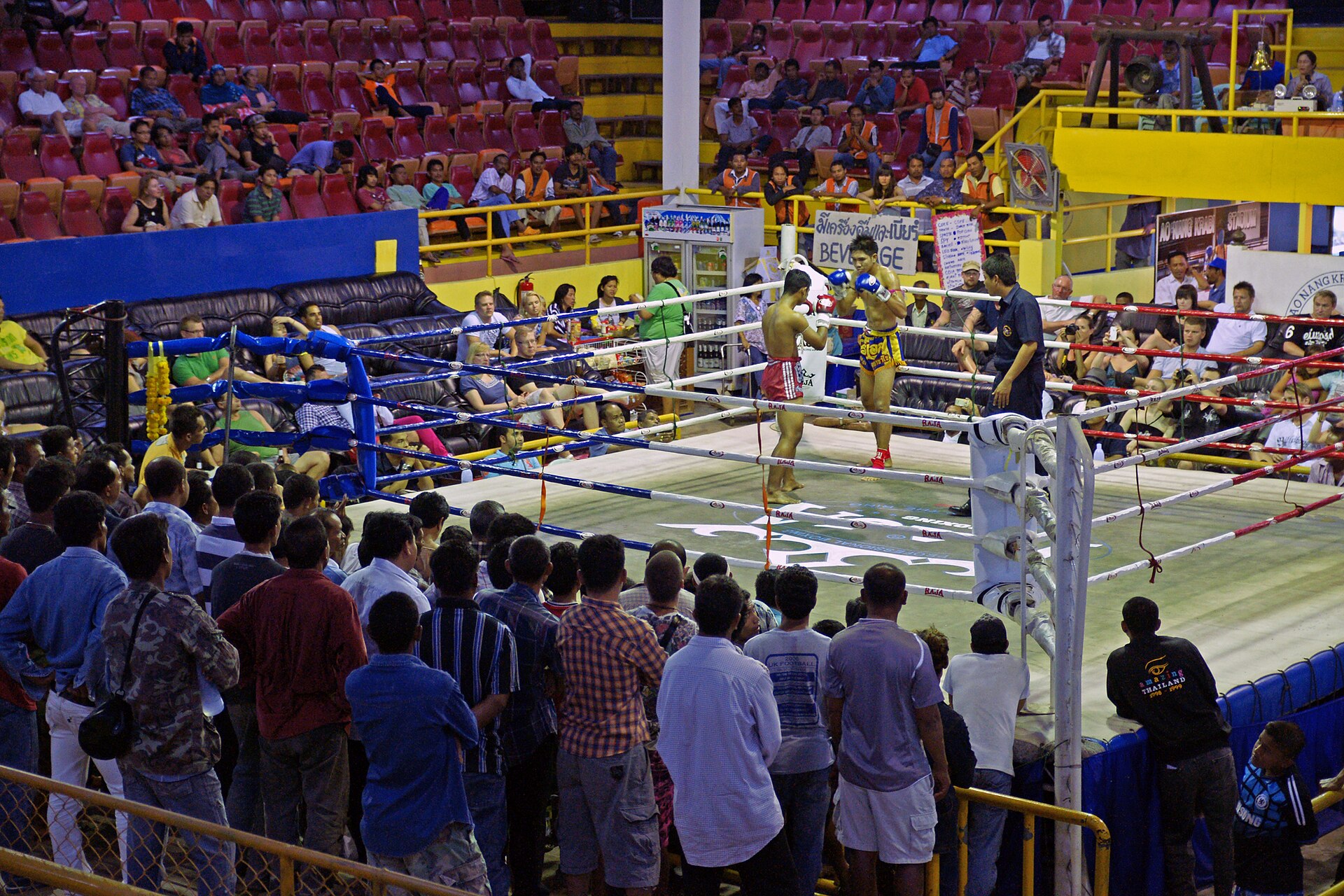 Walka muay thai na stadionie w Tajlandii